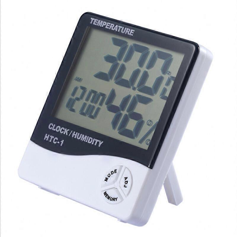 Digital Hygrometer Thermometer - LCD Indoor Temperature Alarm Clock White