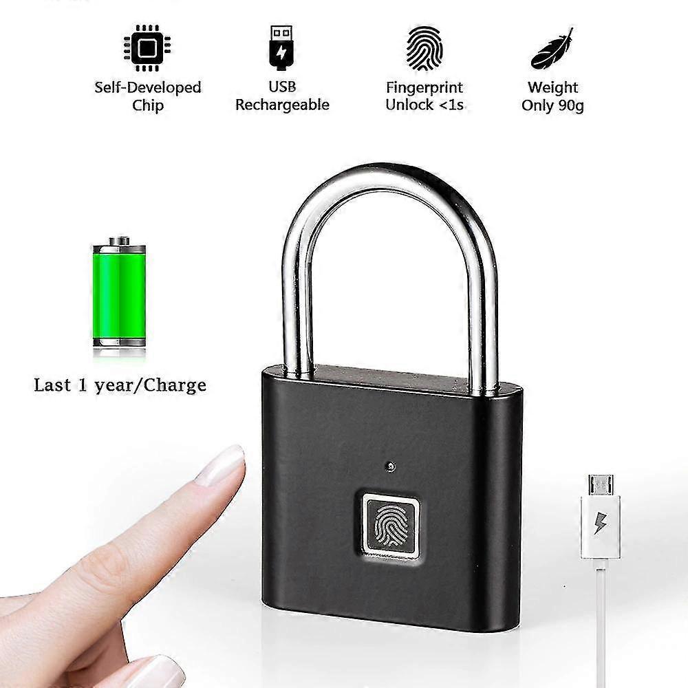 Fingerprint Padlock Quick Unlock Keyless Usb Rechargeable Door Usb Keyless Fingerprint Lock For Luggage