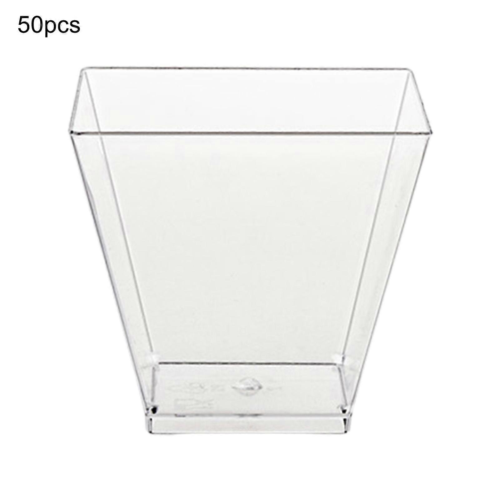50Pcs Dessert Cups Transparent Disposable 60ml Mini Square Cake Mousse Cups Container Tableware for Wedding