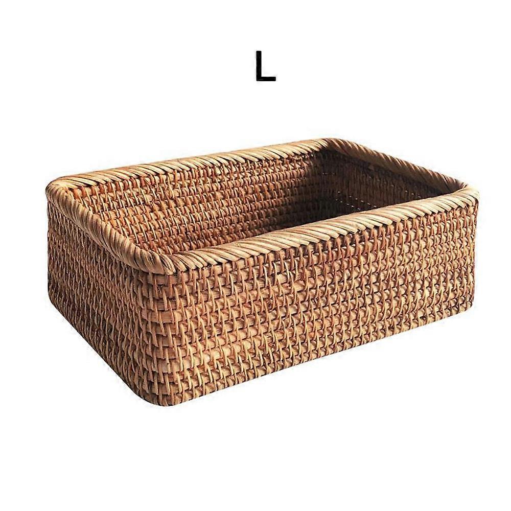 Removable Washable Rattan Storage Box Fruit Tea Snack Bread Display Tray Basket