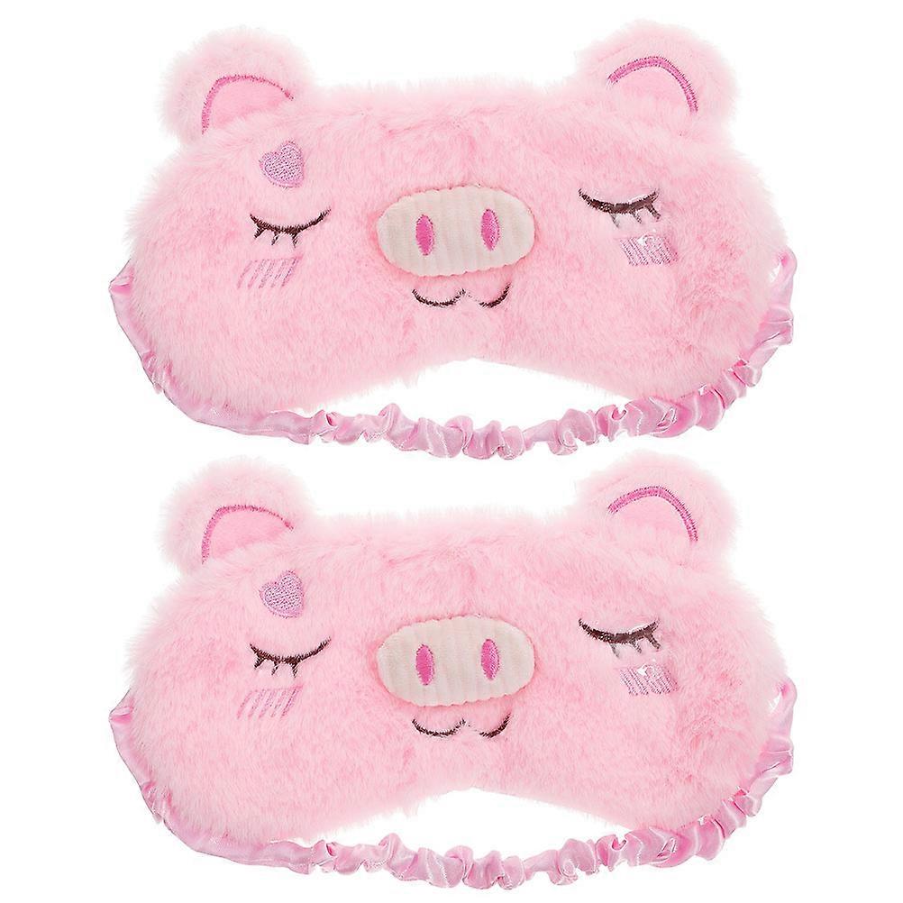 2Pcs Cute Sleep Mask Soft Plush Blindfold Adorable Eye Cover Animals Themed Eyeshade for Kids