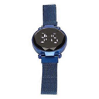 Women LED Watch LED Touch Screen Large Display Durable Alloy Fashion Design Digital LED Watch for Girl Women Adult Blue