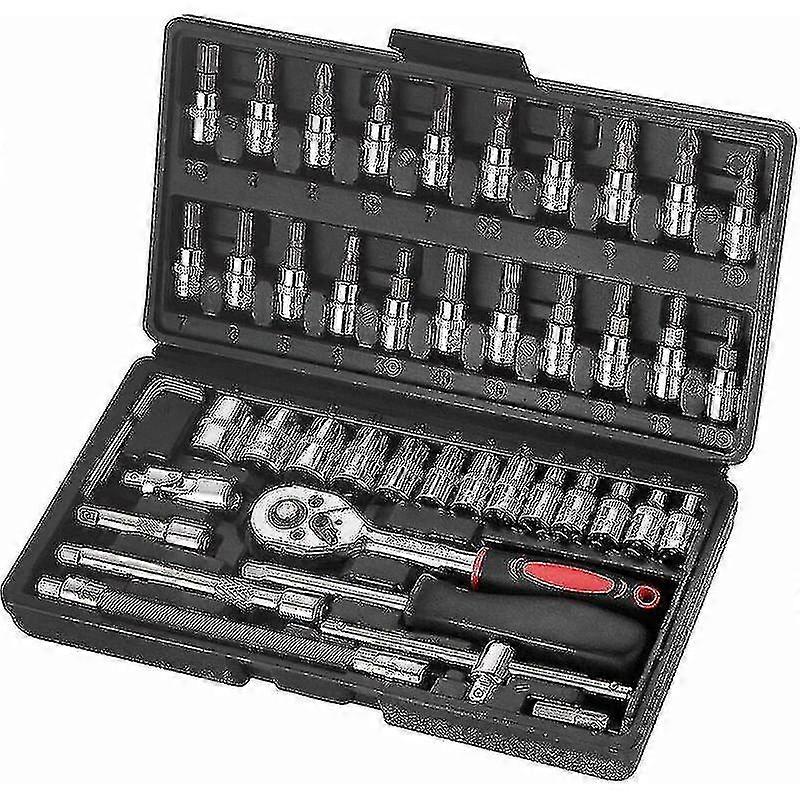 Toolbox 46-piece Toolbox Home Toolbox Sleeve Set Daily Repair And Diy Black Home Toolbox 46-piece Black Sleeve