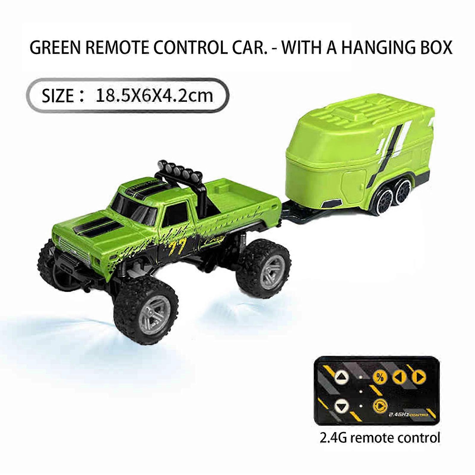 Mini RC Monster Truck USBC Rechargeable Underflow with Trailer,1:64 Scale js