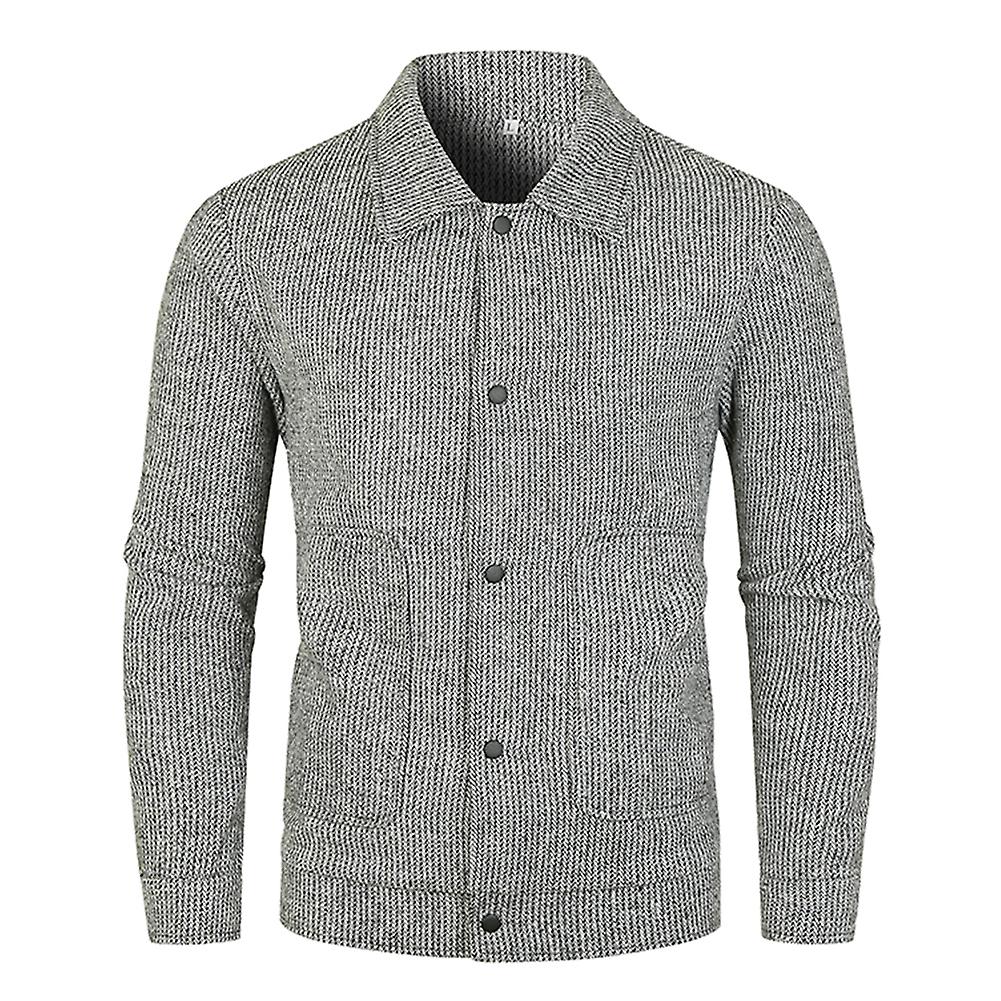 Cloudstyle Men's Lapel Slim Fit Knitted Cardigan Jacket