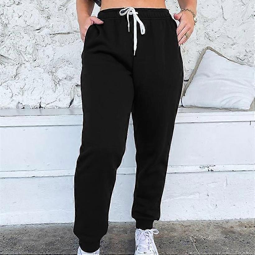 Gym Women'S Sweatpants Elastic High Waist Leisure Thicken Autumn Cotton Solid Color