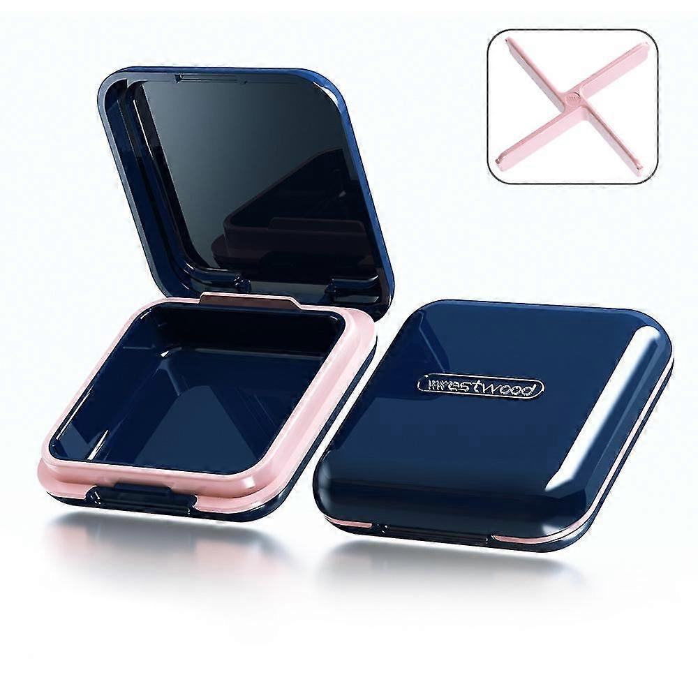 Denture Storage Box, Portable Invisible Braces Protection Box (blue)