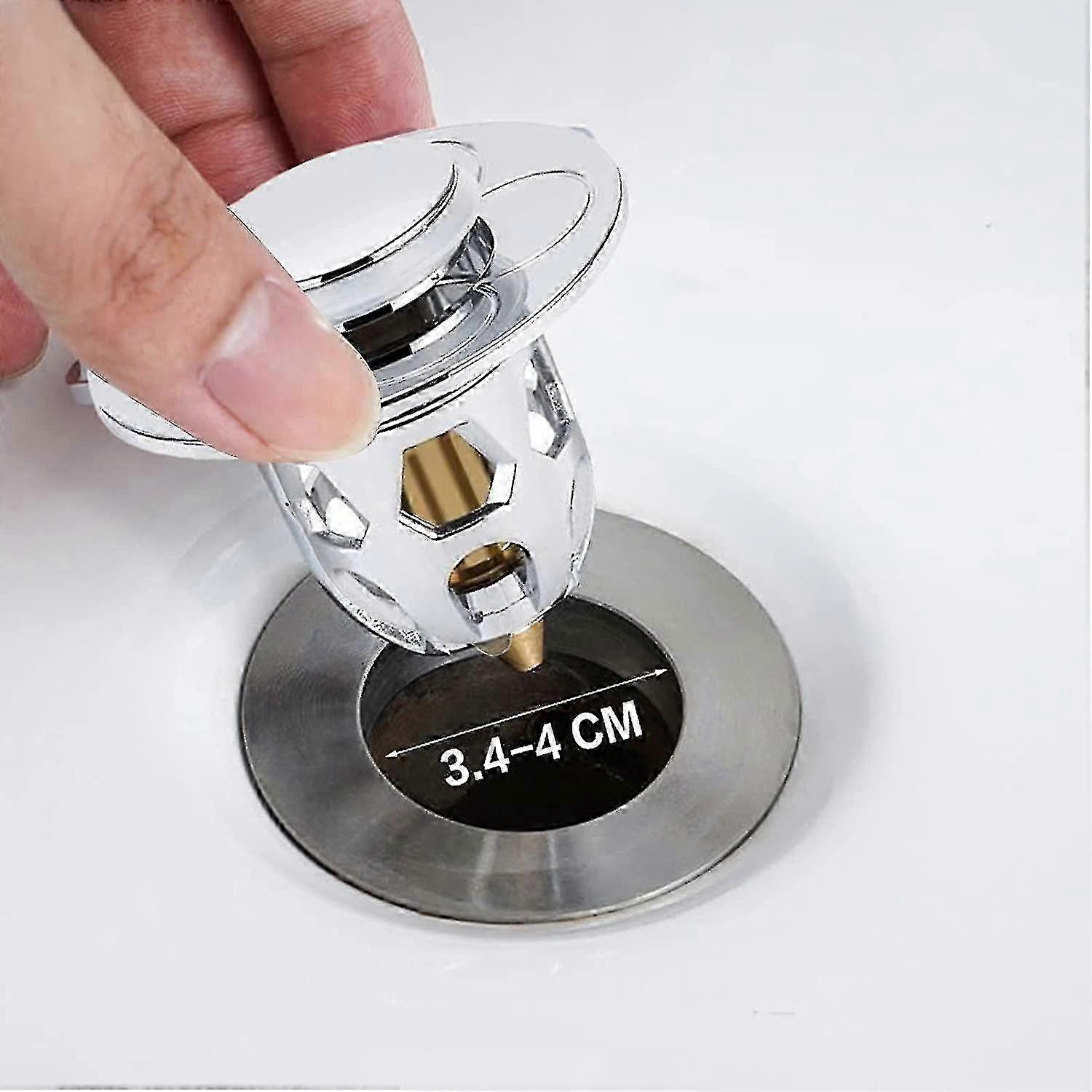 Copper Push-Type Leak-Proof Plug for Washbasin - Universal Head Electroplated Drainer