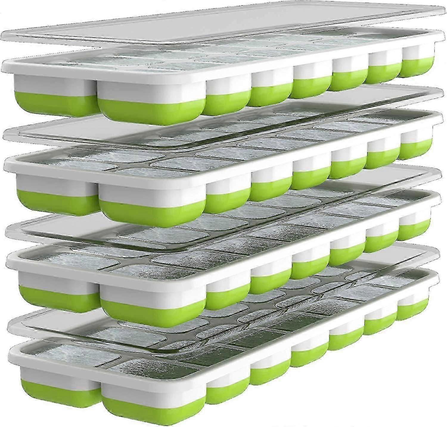 Pxcl Ice Cube Tray - Set Of 4 Trays - Soft Base For Easy Ice Release - Save Space With Stackable Lids - Dishwasher Safe - Bpa-free