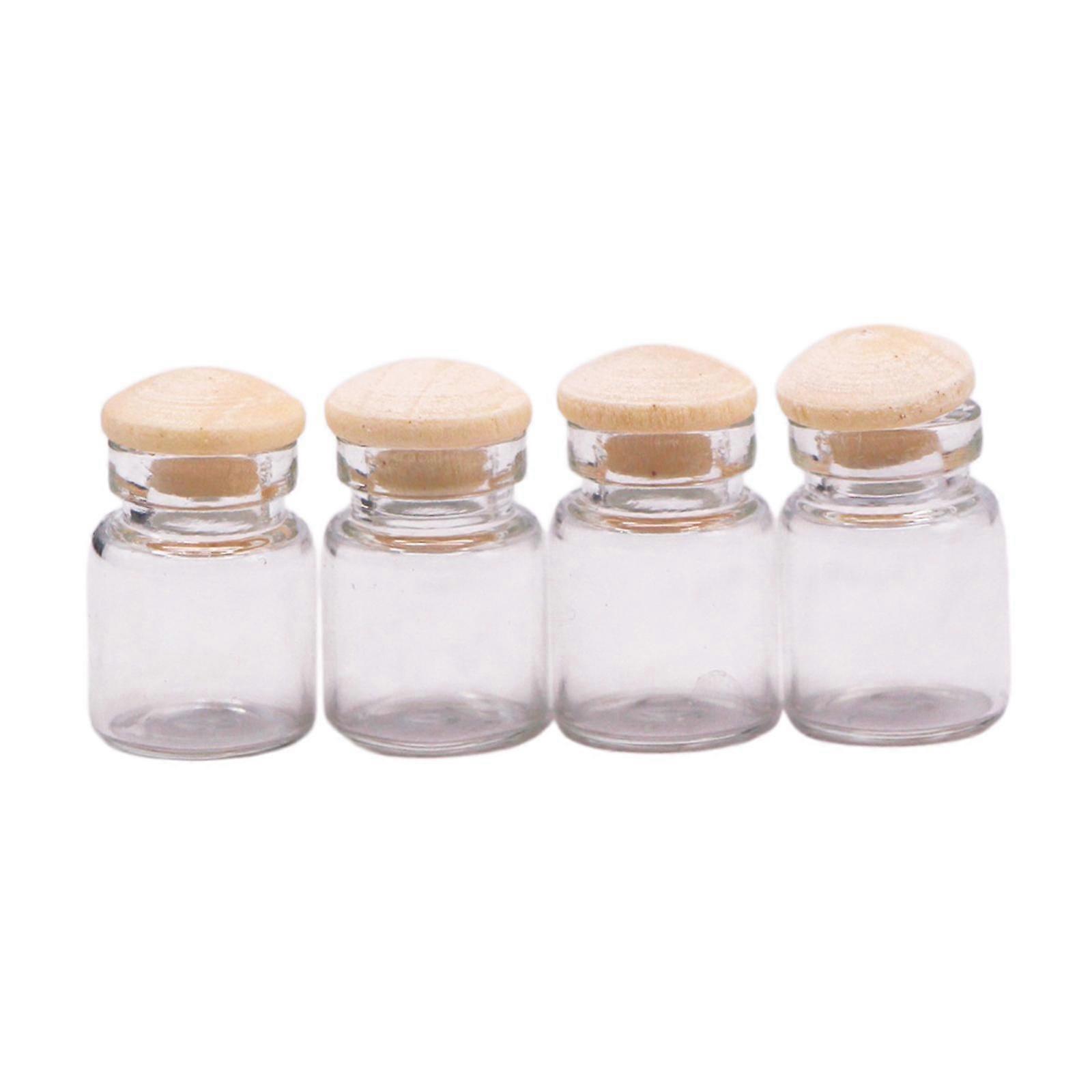 4x 1/12 Dollhosue Miniature Glass Jars Storage Jars Model Openable Kitchen with