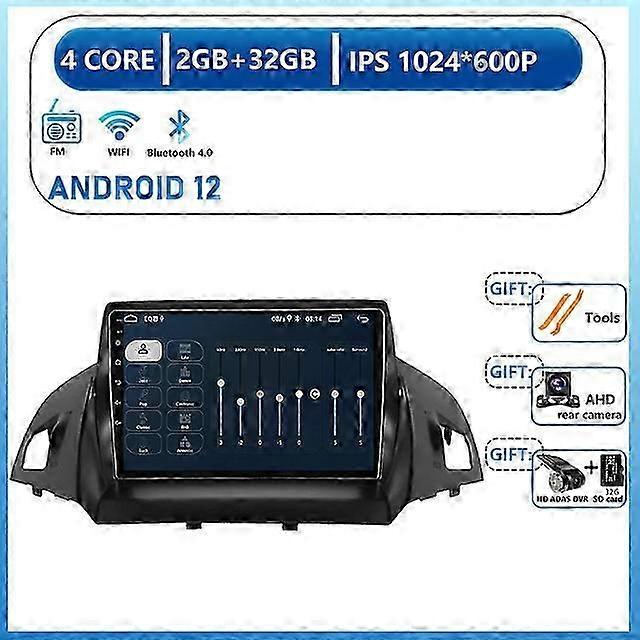 Car Radio Bluetooth For Ford Kuga 2 Escape 3 2012 - 2019 Multimedia Video Player Android 12 Mirror Link FM Navigation GPS 9&quot;