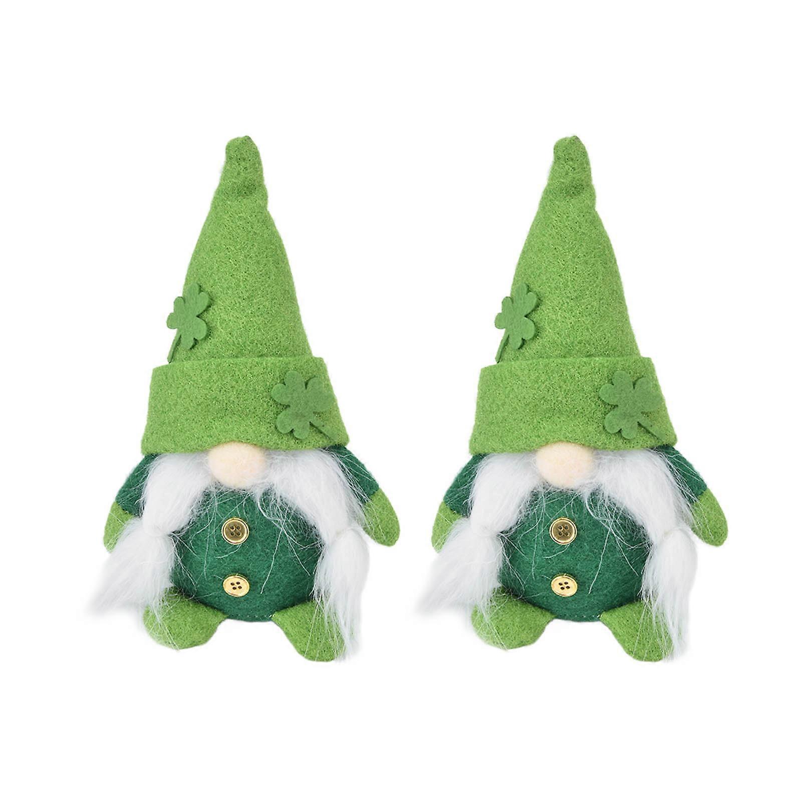 Gnomes Doll Handmade Plush Faceless Green Hat St. Patrick's Day Decor for Sofa Dining Table Accent