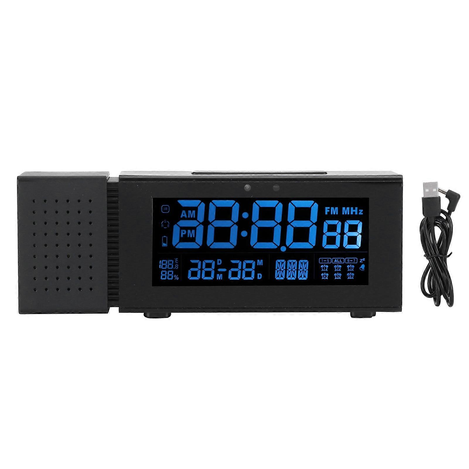 Alarm Clock Sound Light Multifunctional Digital for Household Color Night Lamp Human Sensing 5VBlack TS-P30-BK
