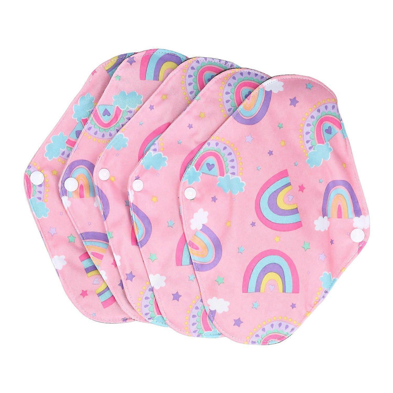 5pcs Reusable Sanitary Pads Bamboo Charcoal Cloth Stitching Super Absorbent Layer Waterproof Menstru