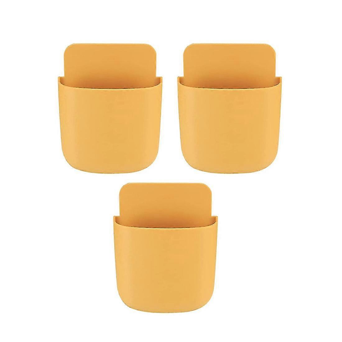 Wall Mounted Self-Adhesive Remote Control Holder for TV Remote & Phone Storage, 3 Pack