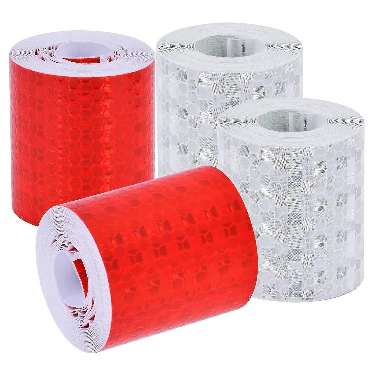 4 rolls - Reflective warning tape - 2 rolls each of red and white 5cm*3m