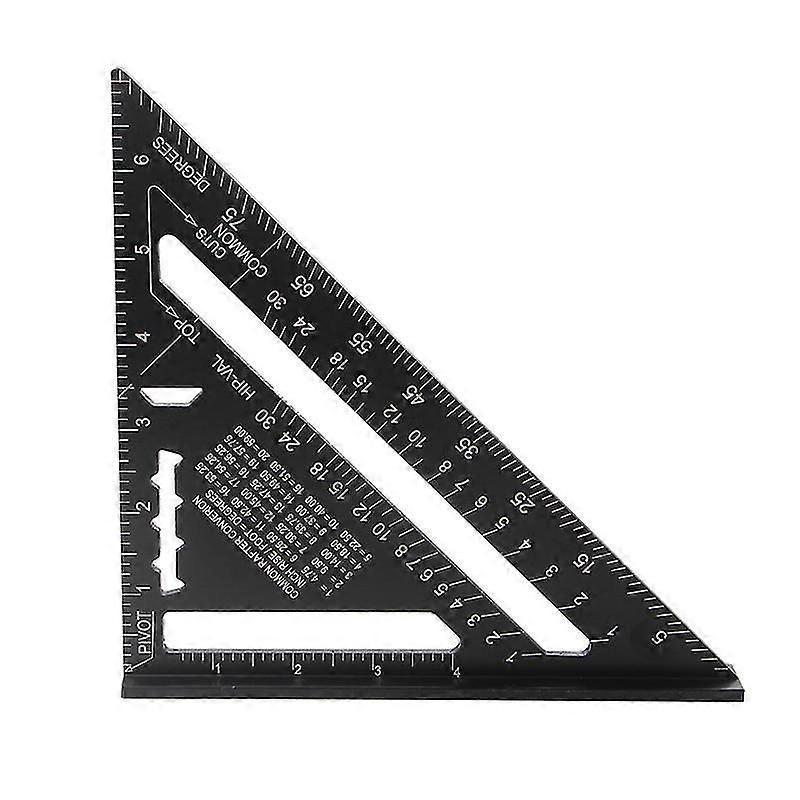 Square Triangular Protractor 7 Inch High Precision Aluminum Alloy Measuring Tool, Black
