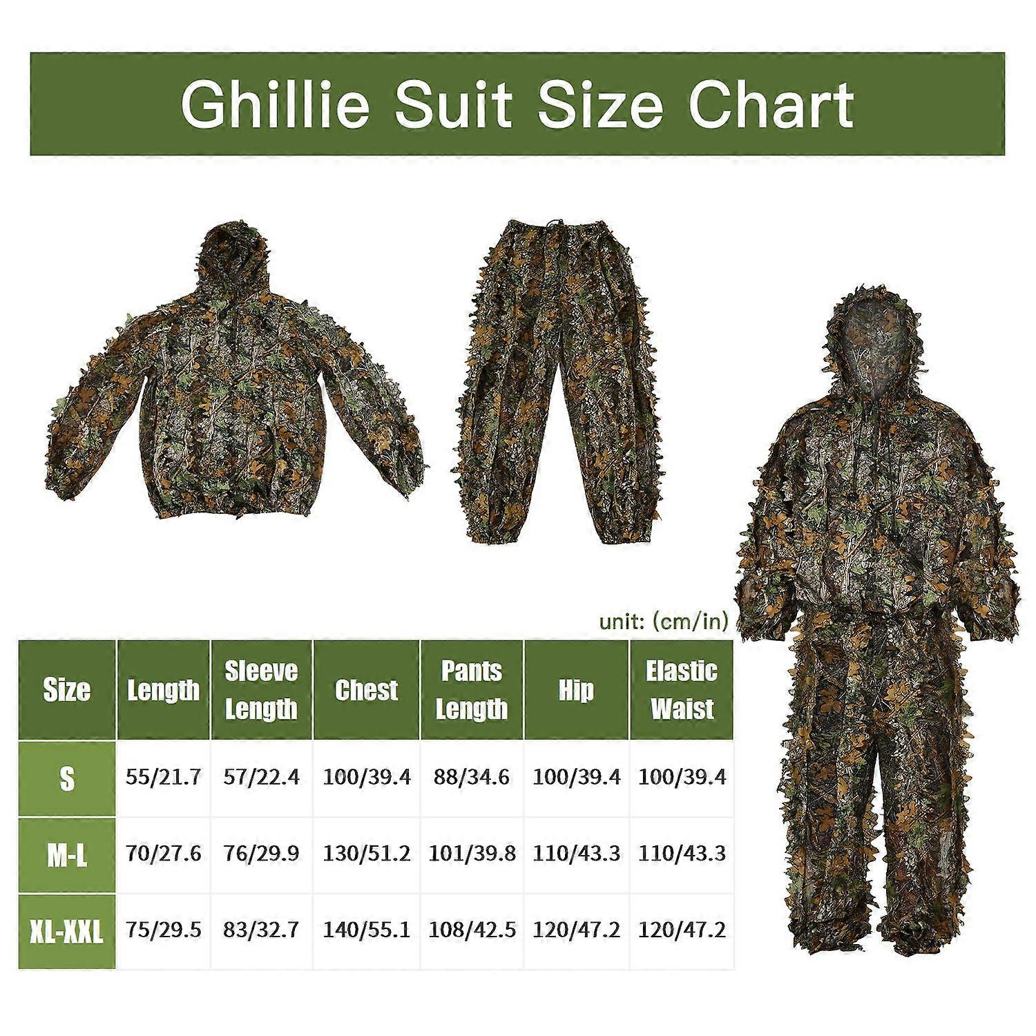 Ghillie Suit for Men / Kids 3D Leaf Camouflage Breathable and Lightweight for Hunting Shooting Bird