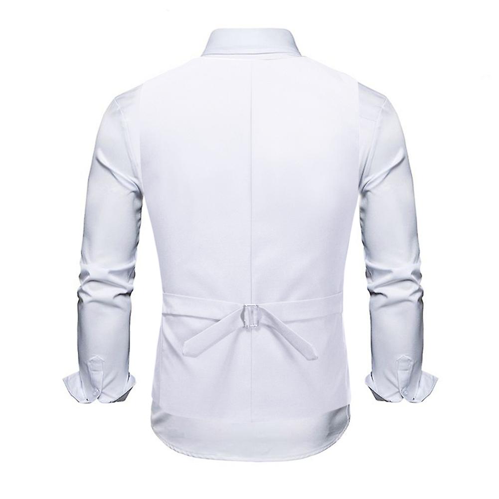 Cloudstyle Men's Formal Solid Color V Neck Slim Fit Suit Vest