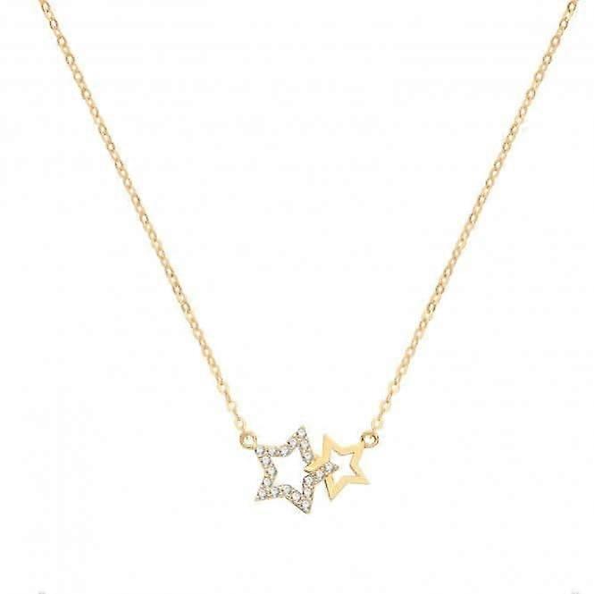 9ct Yellow Gold Double Star Necklet NK1601