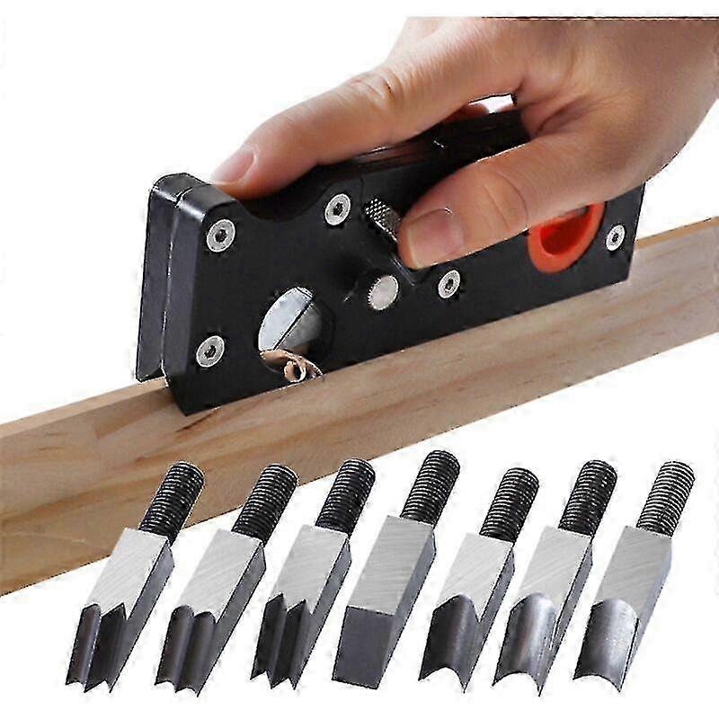 Woodworking Chamfer Planer with Adjustable Depth and 7 Cutter Heads