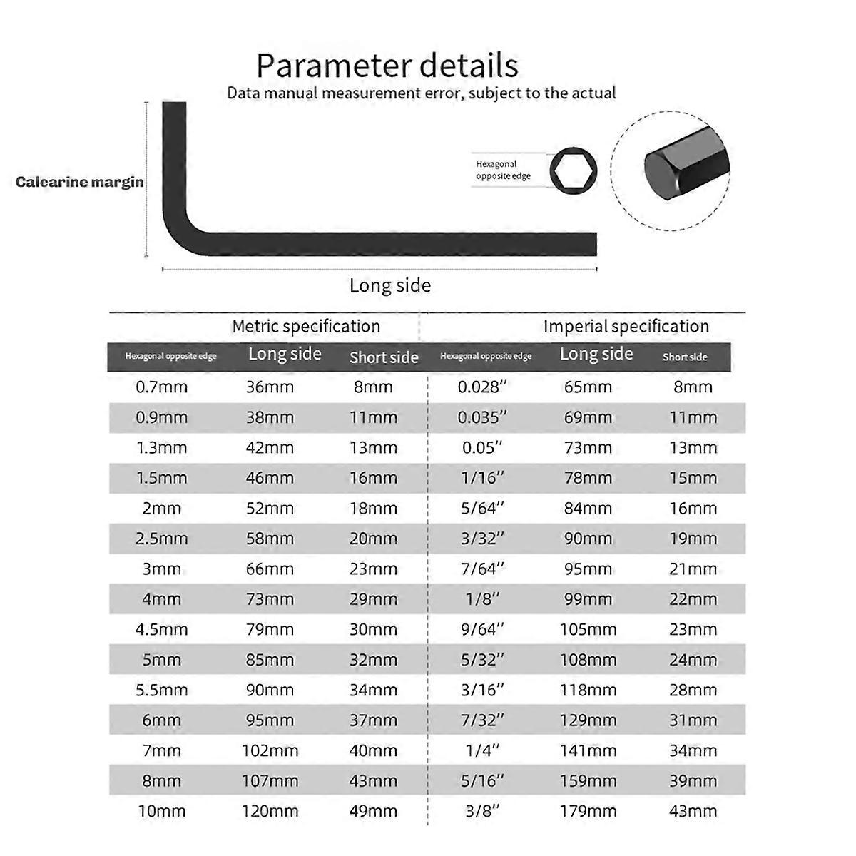30Pcs Hexagonal Wrench Tool Set SAE & Metric Hex Wrenches