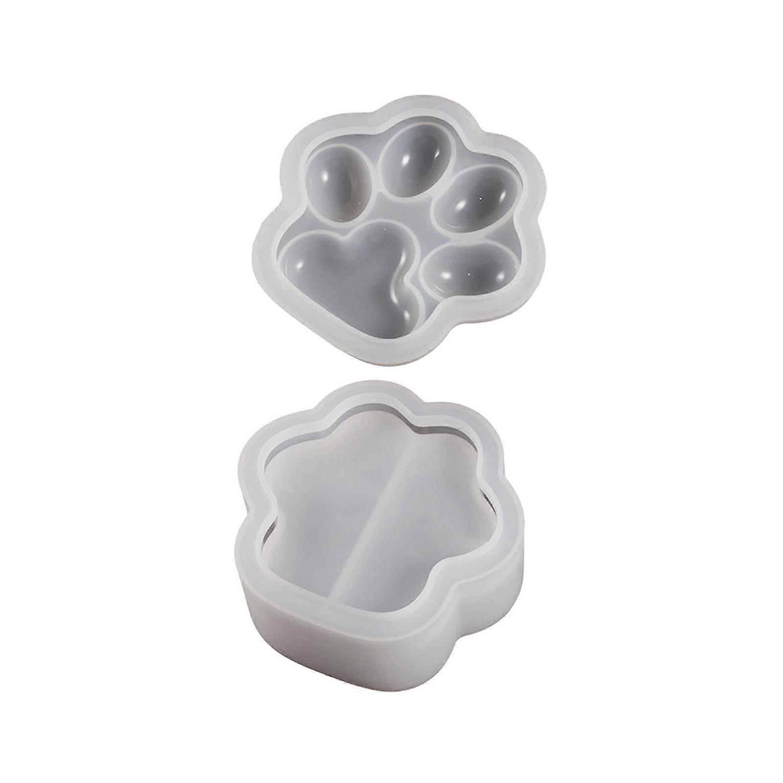 Non-stick Cat Paw Container Mold Epoxy Resin Silicone Mold DIY Crafts Ornament Tool for DIY Storage Box, Candlestick S