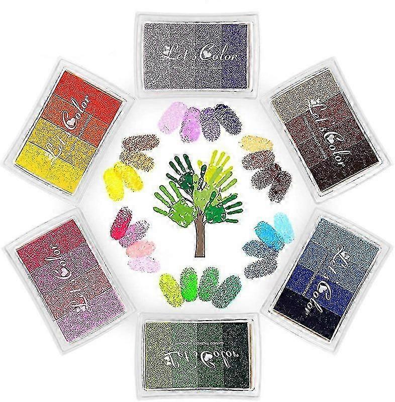 24 Colors Ink Pad Set, Fingerprint Ink Pad Nontoxic Washable Ink Stamp Pad