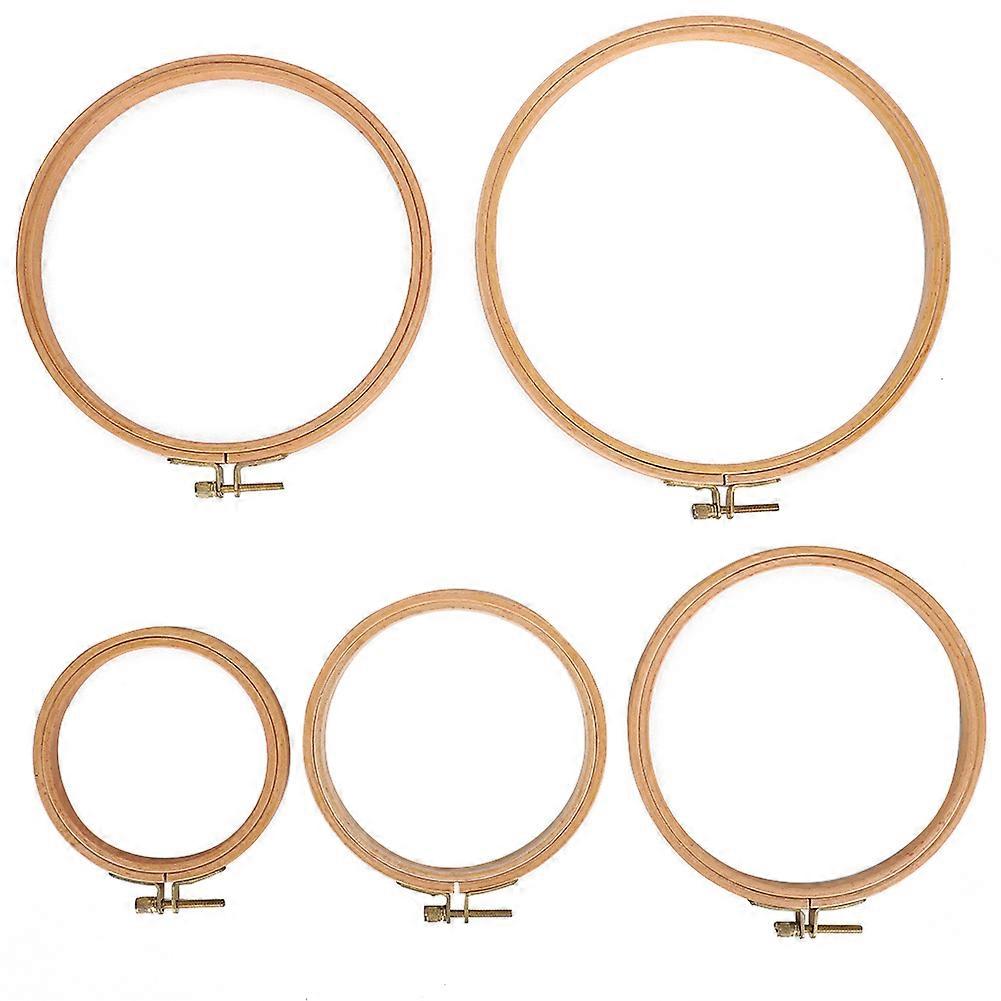 5Pcs Round Embroidery Hoops Cross Stitch Frame Ring Loop Wood Craft Sewing Tools