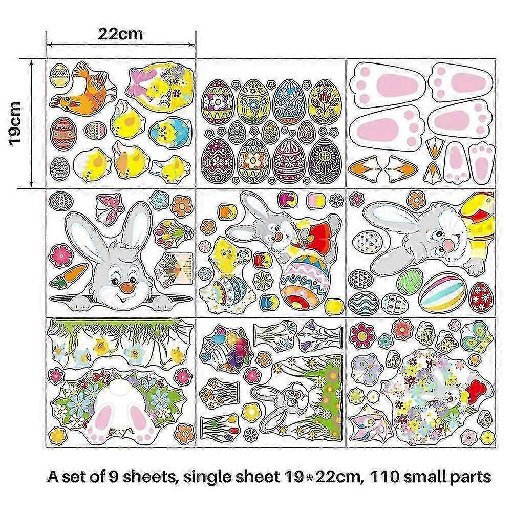 Easter Window Stickers,Easter Decoration Easter Eggs Bunny Sticker Easter Decoration Compact and Lightweight
