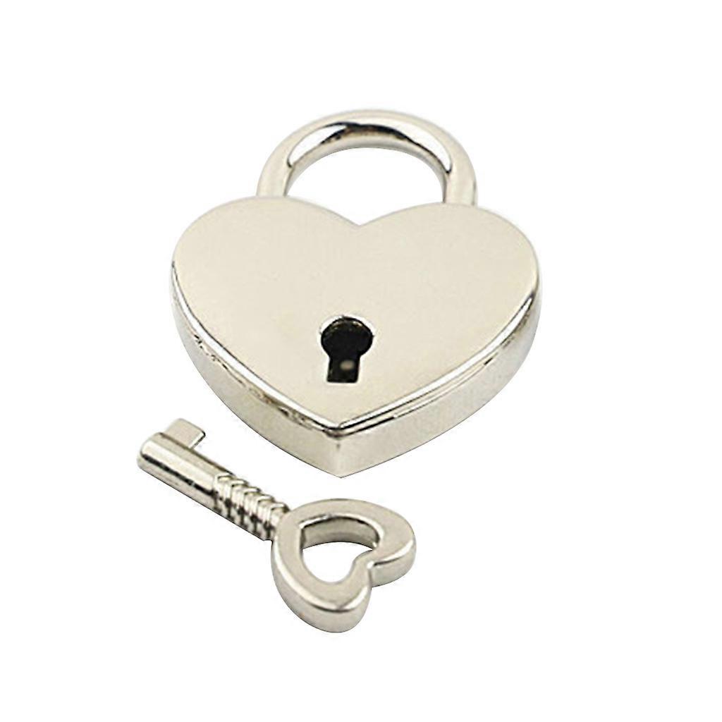 Mini Love Padlock Drawer Suitcase Security Lock Vintage Heart Shape Lock With Key for Suitcase Luggage Diary Book Silver