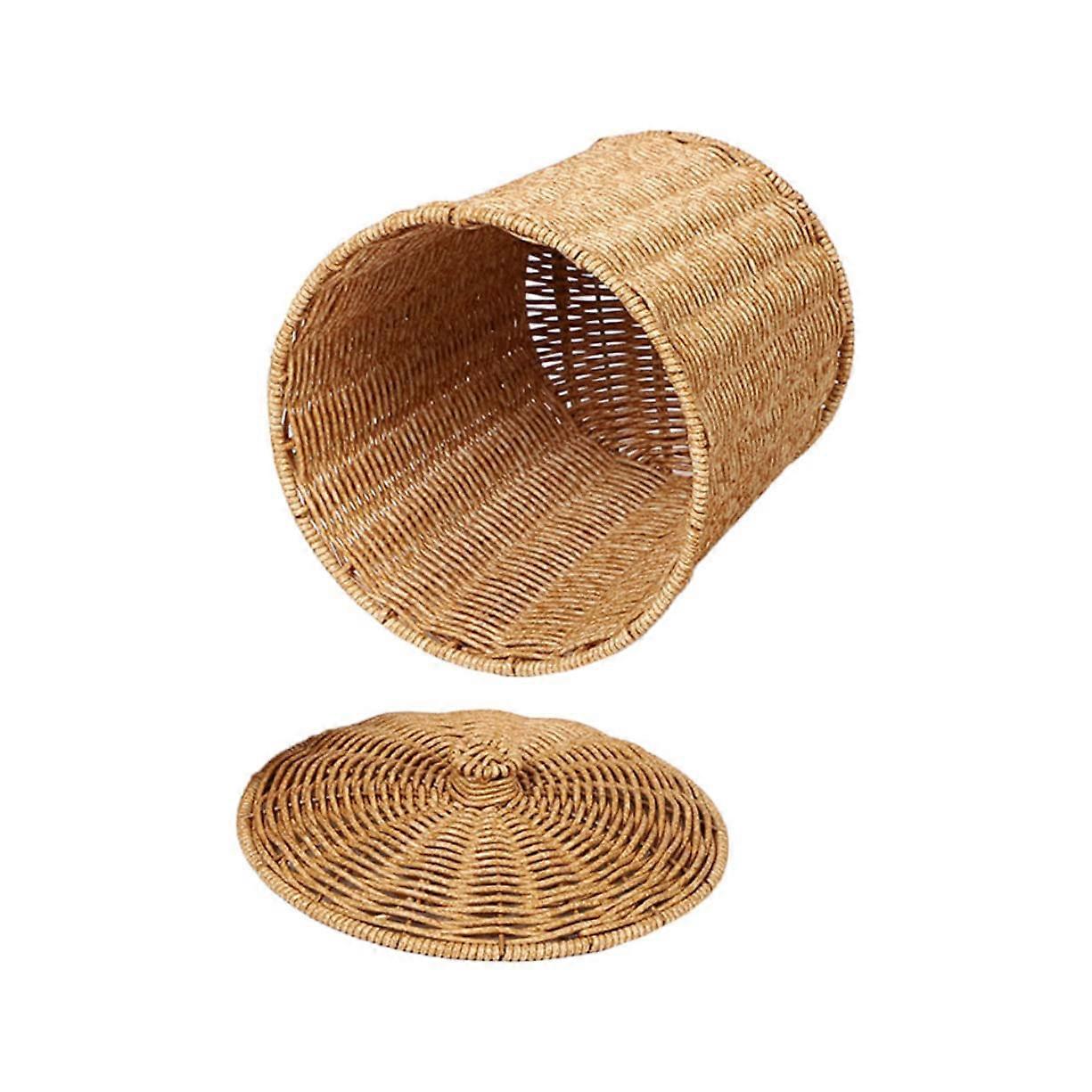 Storage Basket with Lid Organizer with Lid Storage Baskets with Lid Round Basket Rattan Waste Basket