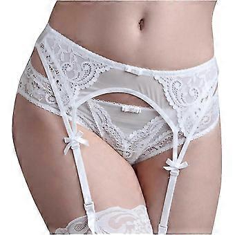 Sexy Women's Lace Embroidery See Through Panties Garter Belt With