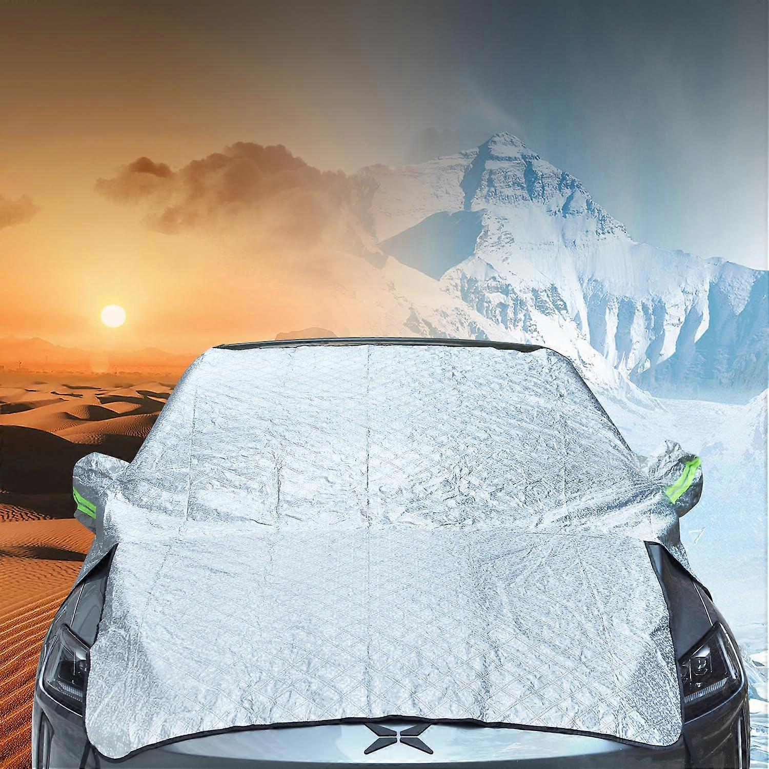 Large Car Windshield Cover for Ice and Snow, Padded Aluminum Insulated Frost Cover 90.5x94.4in with Extra Ice Scraper