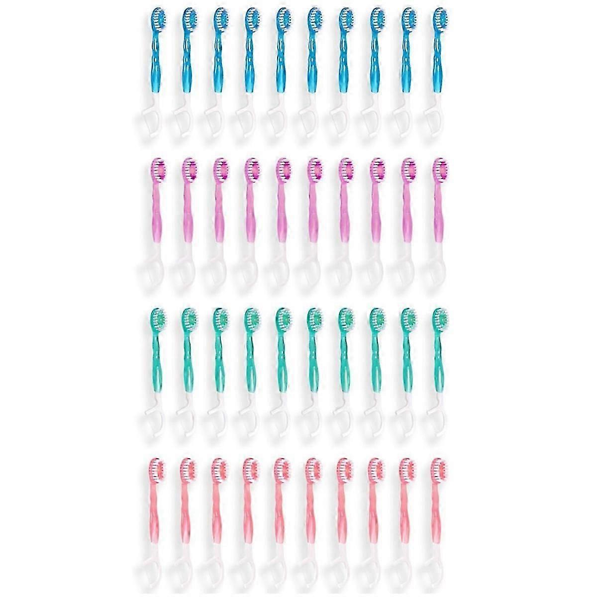 40 Pack Disposable Mini Travel Toothbrushes - 5 in 1 Function, Travel Date Portable Individually Packed