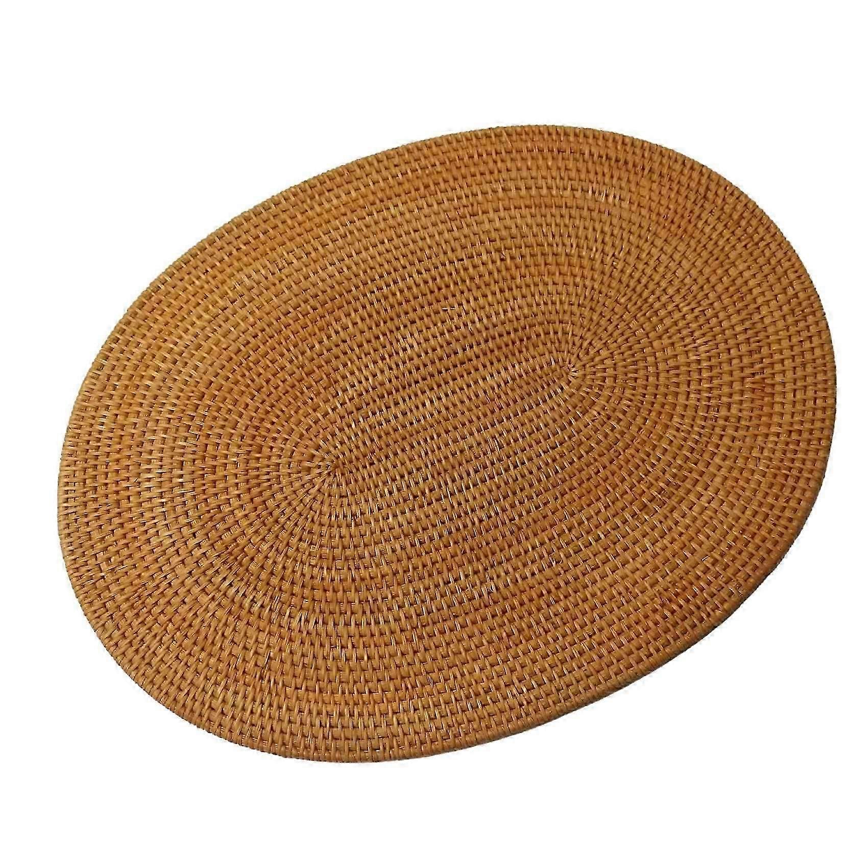 Sets de table tissés en rotin Tapis de table ronds ovales Non Dérapants Résistants à la chaleur Tapis de table Naturel polyvalent