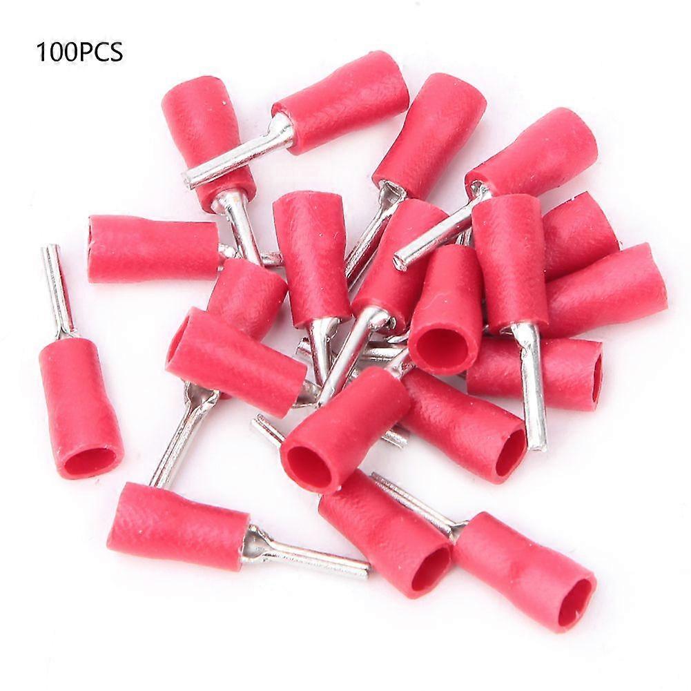 100pcs PTV1.25-10 Cold Pressed Insulated Cord Pin End Terminal Wire Copper Crimp Connector