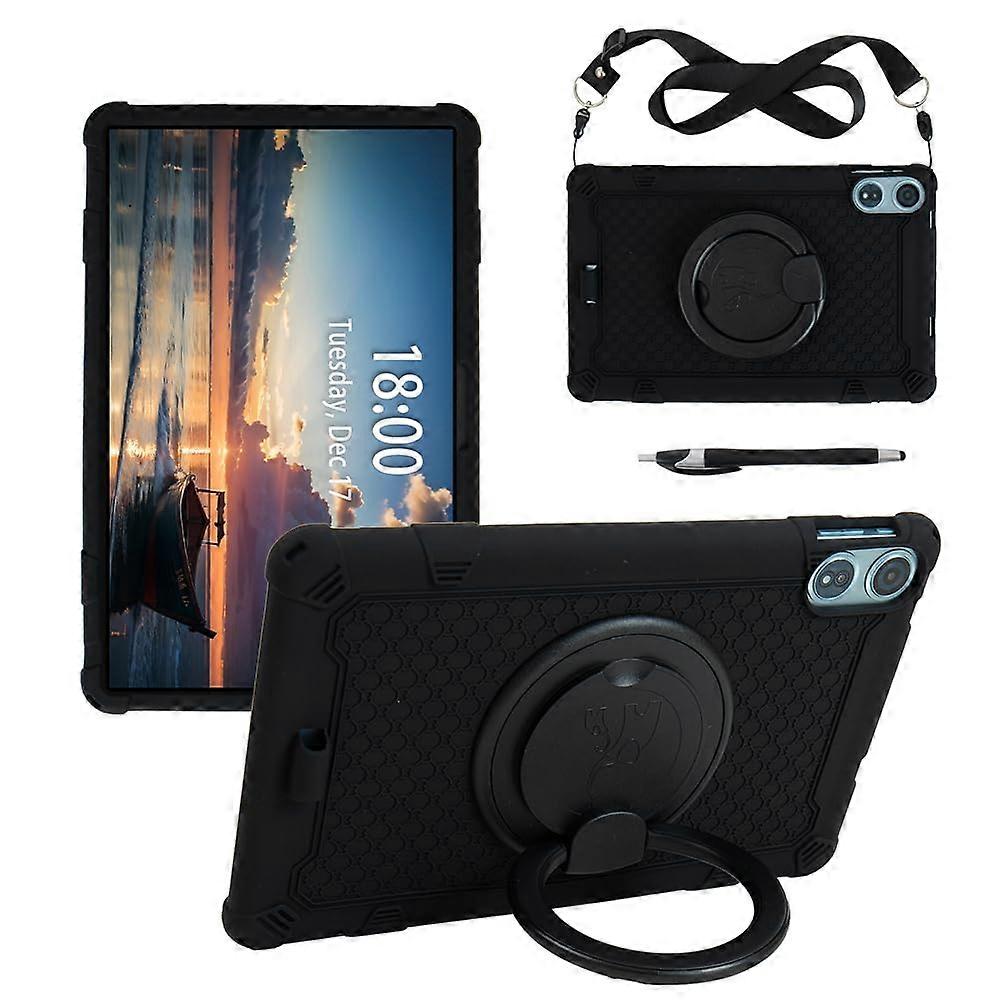 case for Teclast T60 Plus 12-inch Tablet Case, Swivel Stand for Multi-Angle Video Viewing Multi-Function Case with Lanyard Stylus (Black)