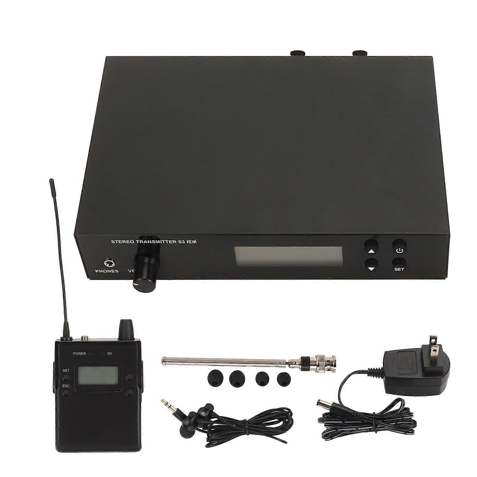 Wireless Ear Monitor 566 to 608MHZ Stage Monitoring System with Bodypack Earphone for Band Studio