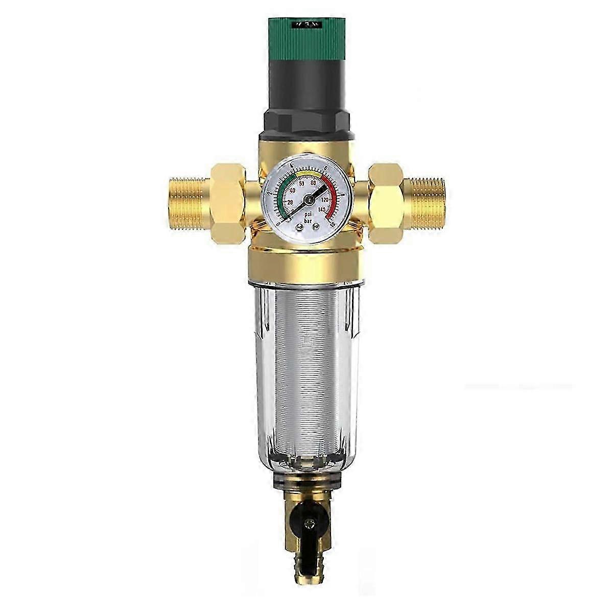 Backspolningsfilter med tryckregulator och tryckmätare