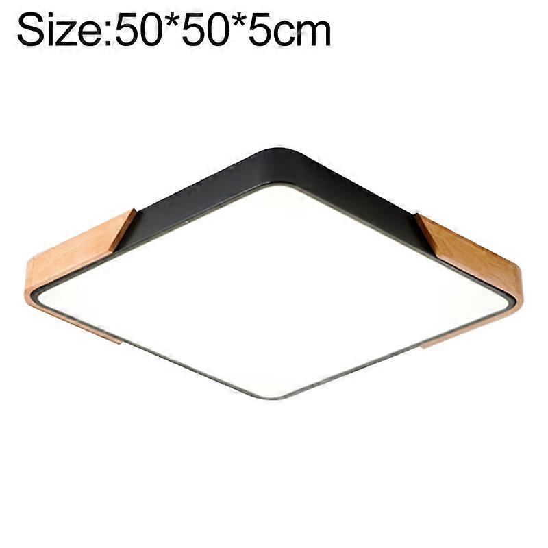 Wood Macaron LED Square Ceiling Lamp, White Light, Size:50cm