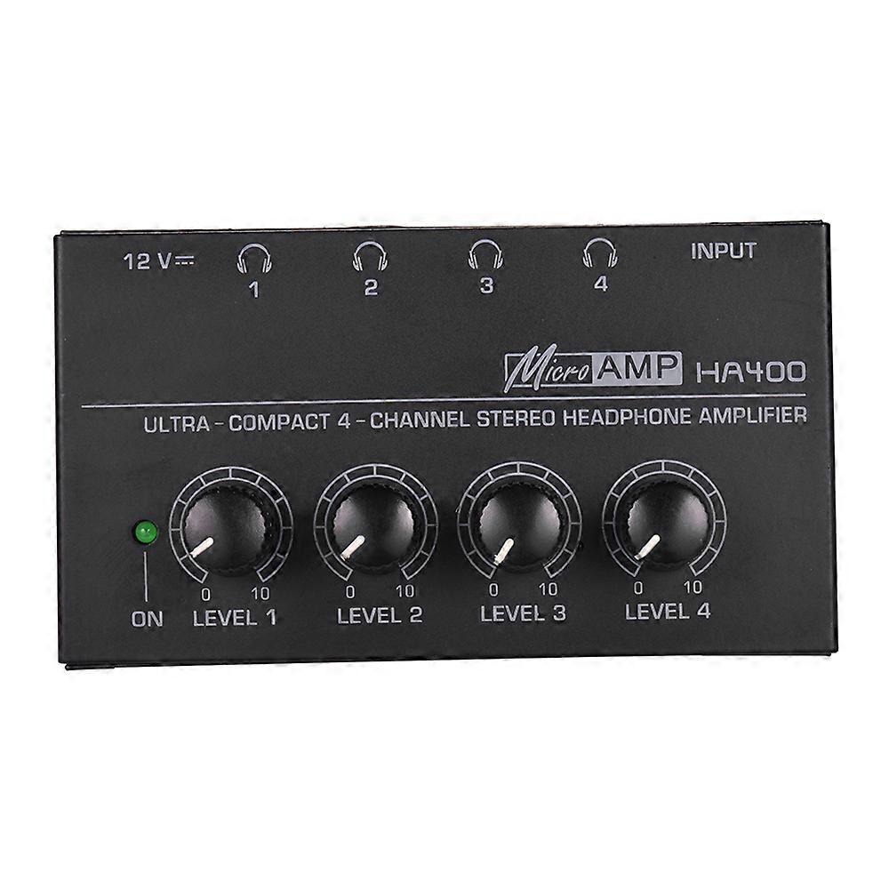 4-Channel Mini Audio Stereo Headphone Amplifier Ultra-compact with Power Adapter