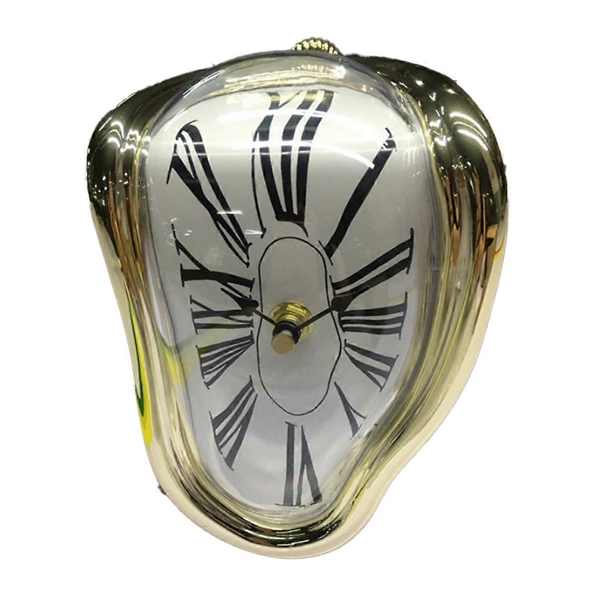 Melting Distorted Clock Art Decor for Living Room - Clock Light Gold