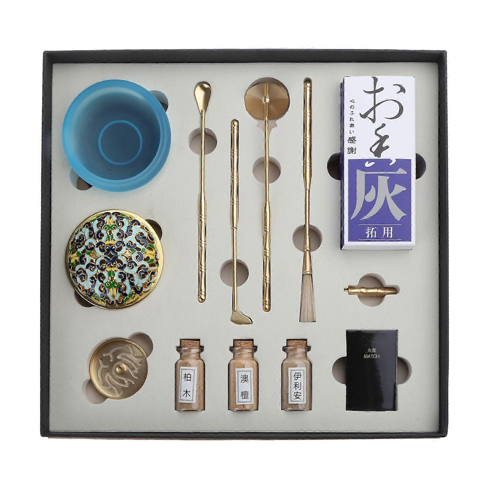 1Set Incense Road Appliances Set Meditation Kit Accessory Household for Beginners Starter Incense Making Sets Blue