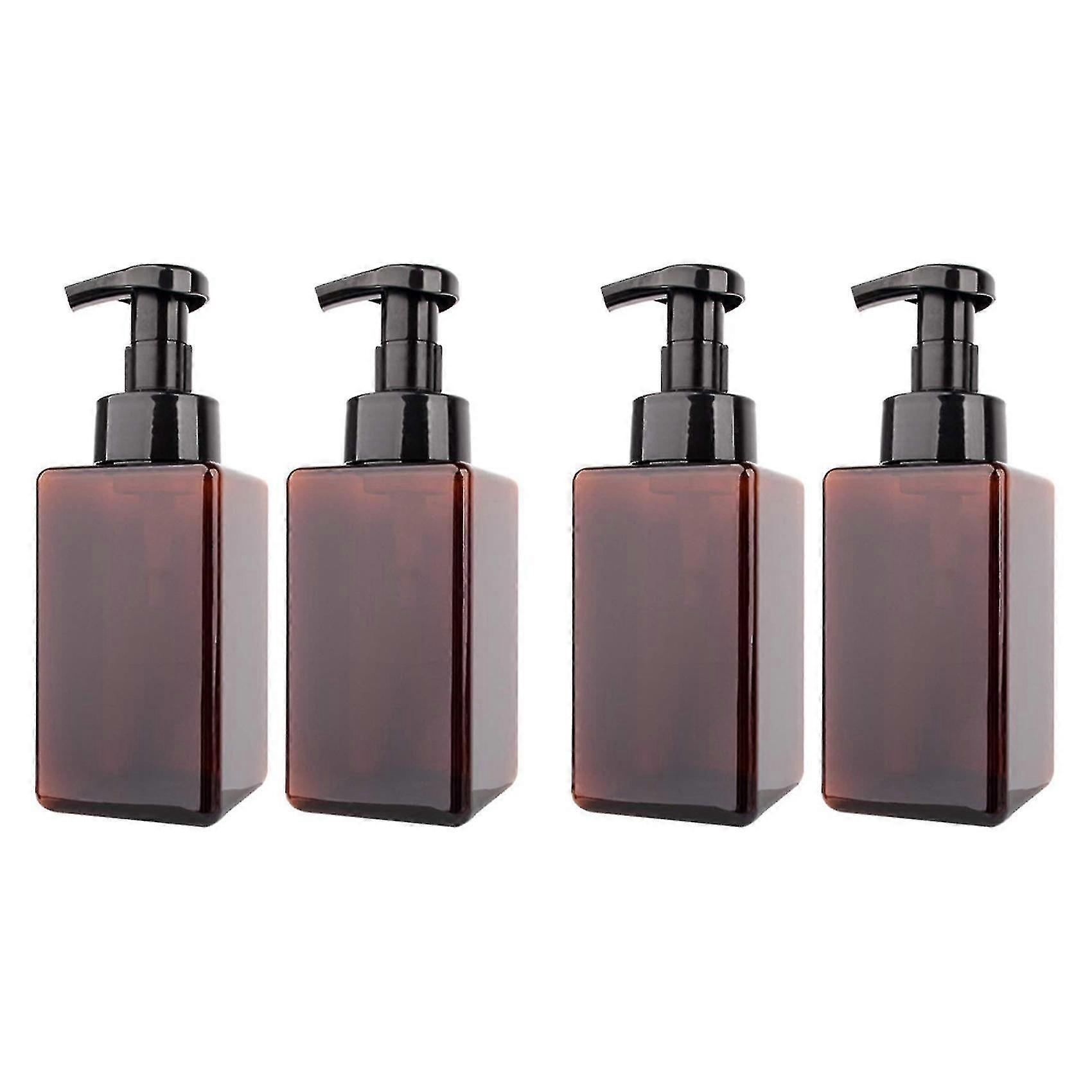 4 Pack 15oz Foaming Soap Dispenser Refillable Plastic Pump Bottle - Brown