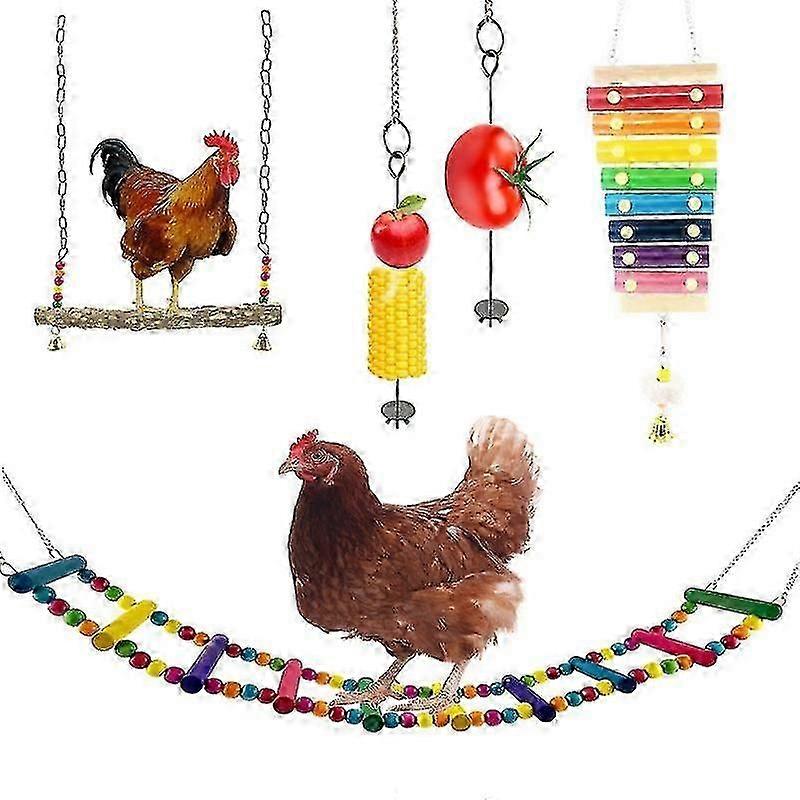 Safe Non-toxic Bird Toys Pet Parrot Foraging Ladder Swing Vegetable And Fruit Fork 5 Piece Set