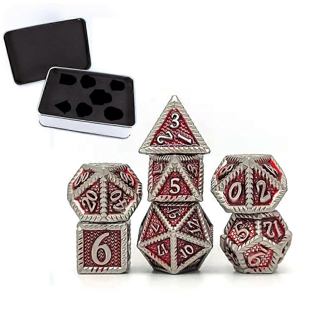 7Pcs/Pack Different Number of Faces Metal Dice Game Props Educational Toys with Box Children Multi-faceted Digital Dice