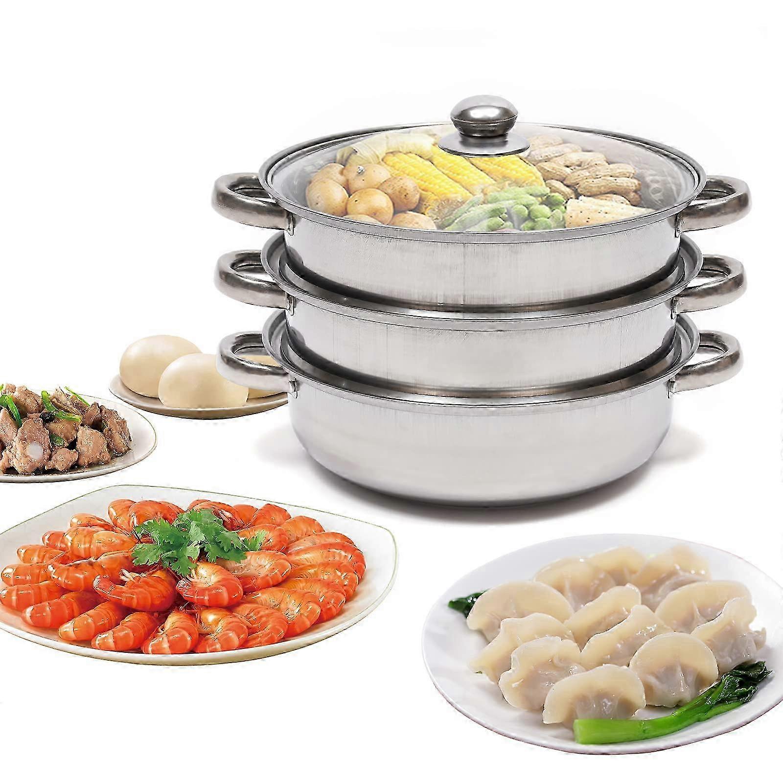 11-Inch Diameter Multi-Layer Stainless Steel Steamer Cookware Pot for Cooking and Boiling Suitable for Various Brands