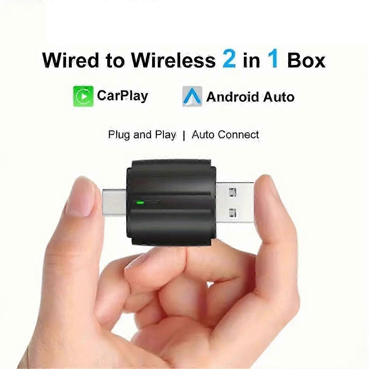 Wireless CarPlay & Android Auto Adapter 2-in-1 USB-A & USB-C WiFi6 for Cars