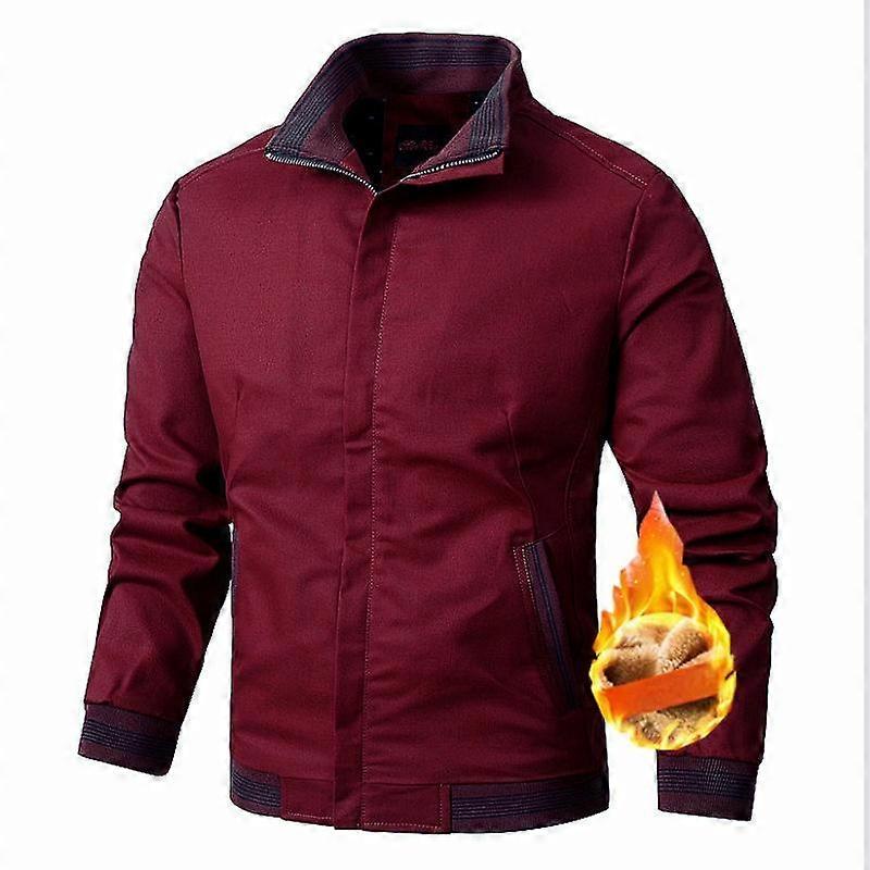 Autumn and Winter Men's Fashion Aviator Jacket Fleece Thickened Warm Baseball Jacket Solid Color Zipper Large Size Top